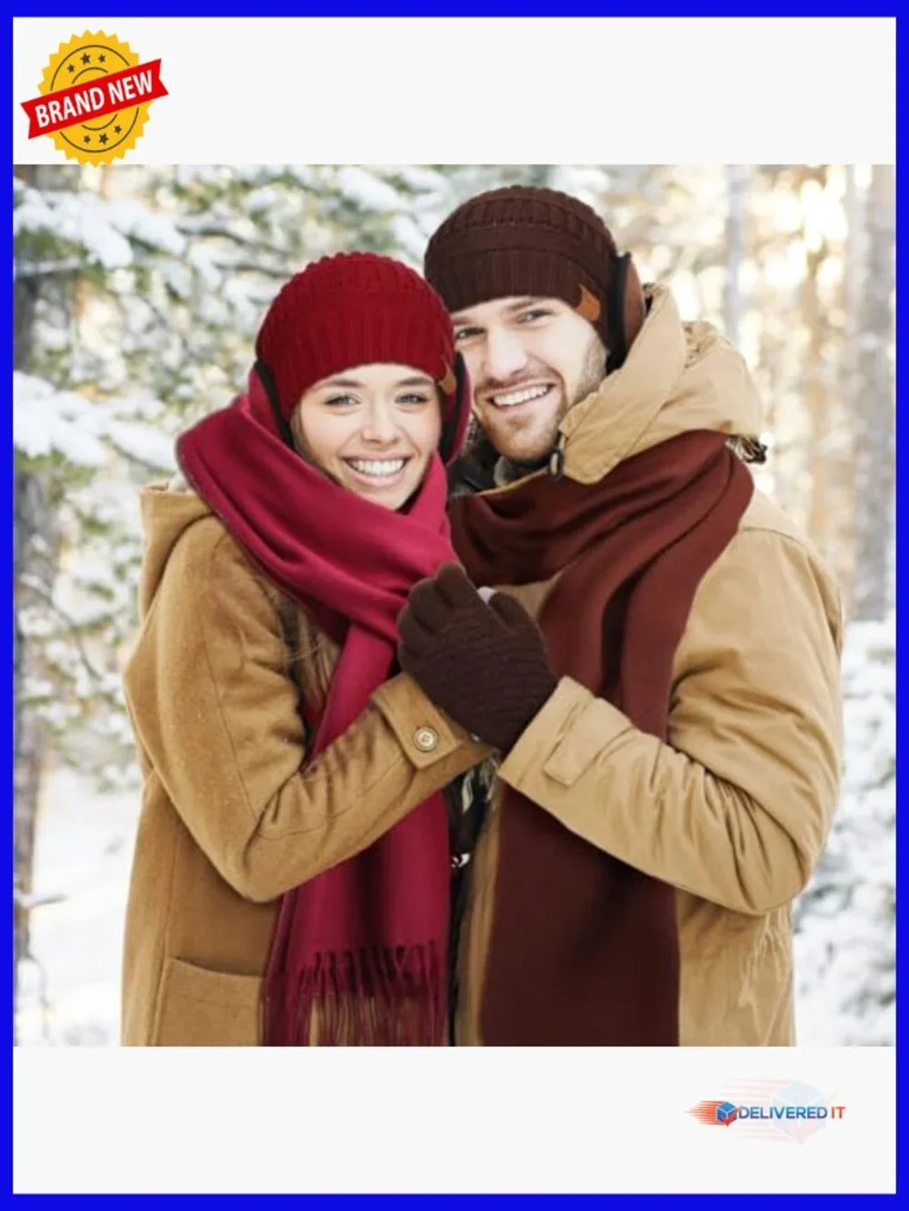 20-Piece Winter Hat Scarf Gloves & Ear Warmer Set Knit Beanie Touch Screen